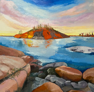 Rocky Shore 24x24 Oil on Canvas Landscape